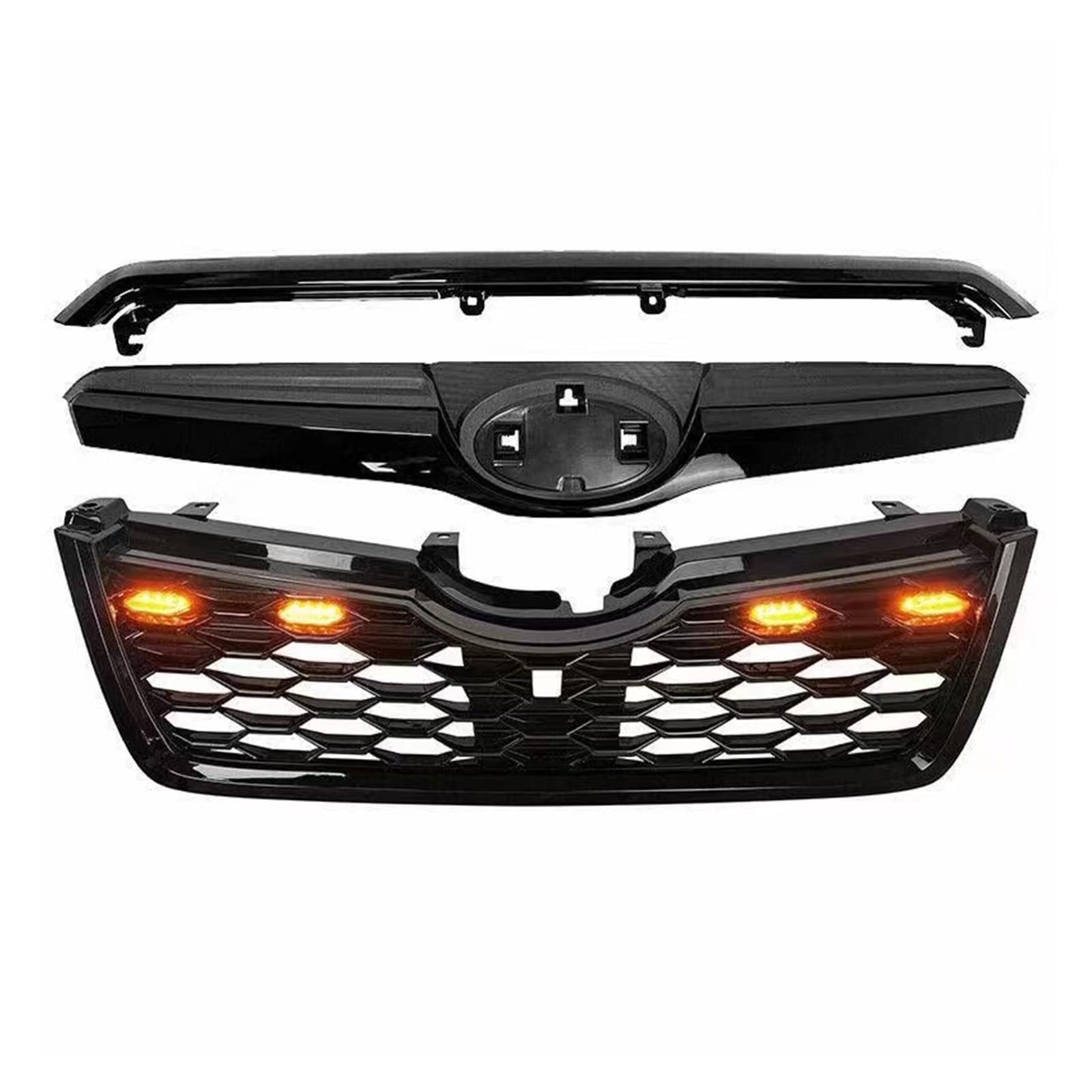 Frontkühlergrills Für S&ubaru Für Förster 2013-2018 Mit Lichtern ABS Kühlergrill Kühlergrill(Schwarz) von APTKCMCNVG