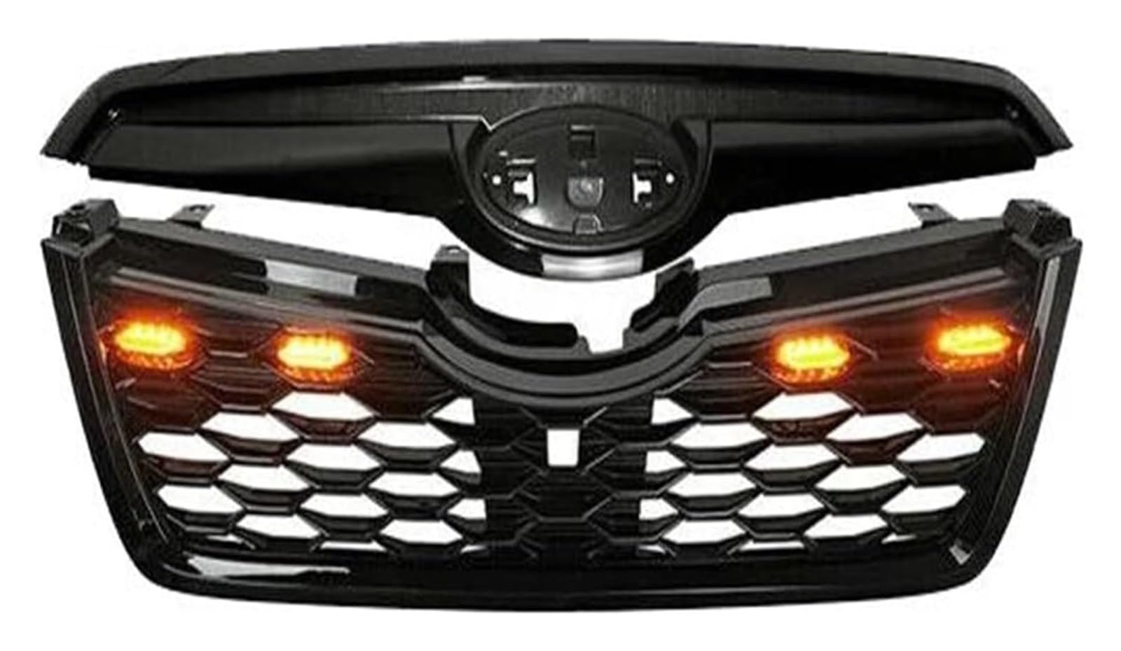 Frontkühlergrills Für Subaru Für Forester 2019-2021 Oberer Stoßfängergrill Vorderer Grill Mesh-Kit Oberer Unterer Glanzschwarzer Vorderer Nierengrill(Black W.Lights) von APTKCMCNVG