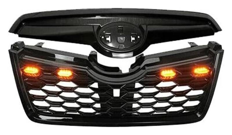 Frontkühlergrills Für Subaru Für Forester 2019-2021 Oberer Stoßfängergrill Vorderer Grill Mesh-Kit Oberer Unterer Glanzschwarzer Vorderer Nierengrill(Black W.Lights) von APTKCMCNVG