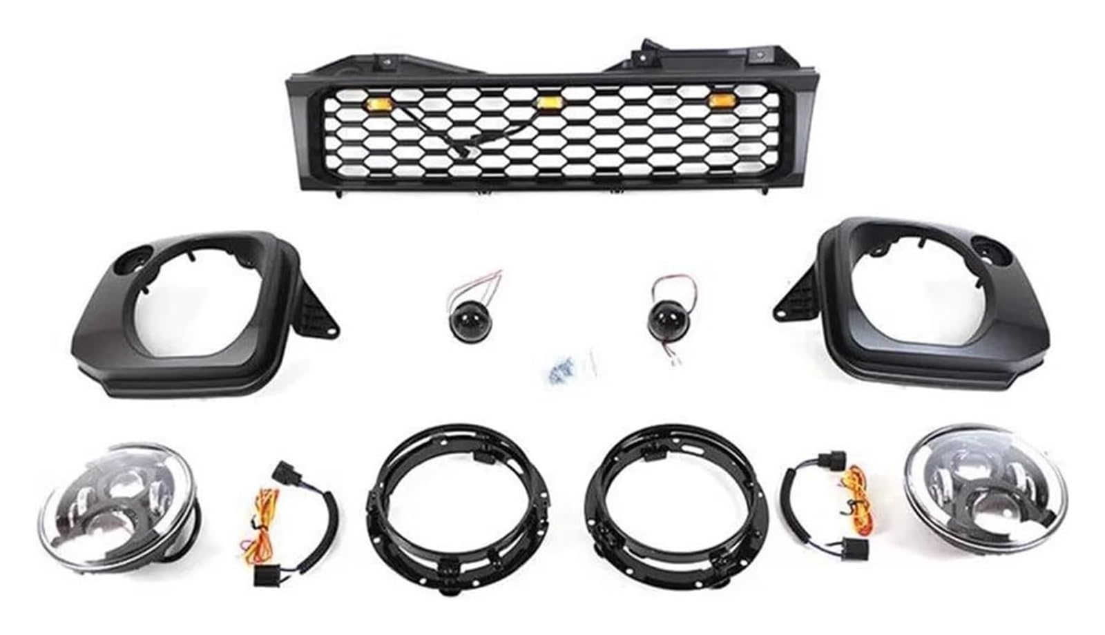 Frontkühlergrills Für Suz&uki Für Jimny 2012-2018 Front Nieren Stoßstange Grill Set Scheinwerfer Licht Halterung Körper Kit Mesh Grill Außen Trim(OneColor) von APTKCMCNVG
