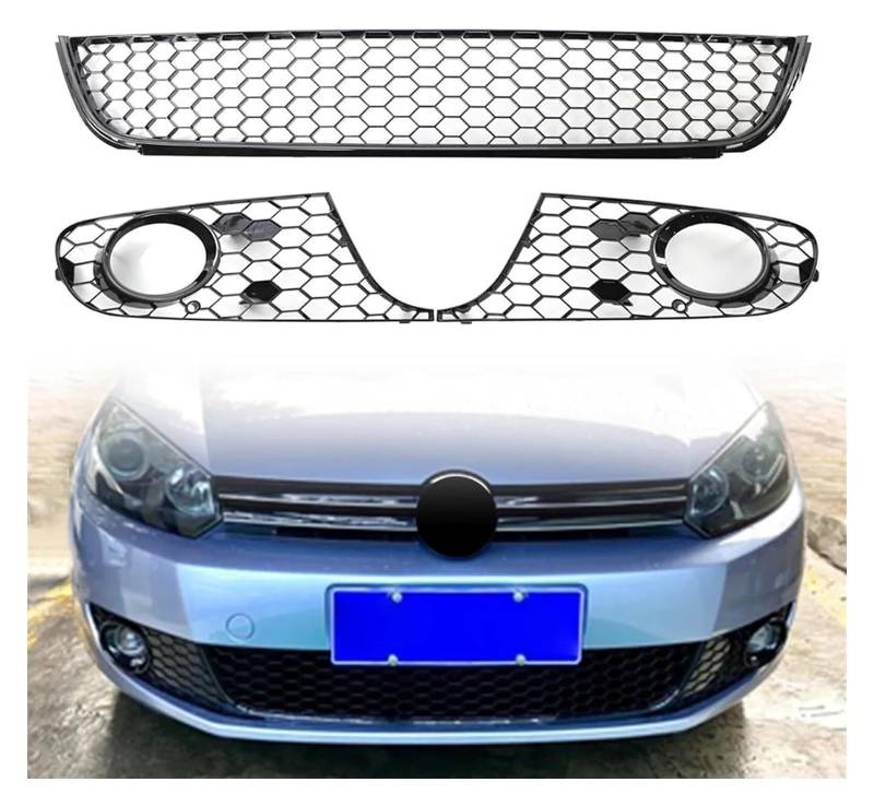 Frontkühlergrills Für VW Für G&olf 6 Für J&etta MK6 2009-2013 3 Teile/Satz Auto Vorderen Stoßfänger Grille Nebel Licht Grill Front Niere Grille(Version 1) von APTKCMCNVG