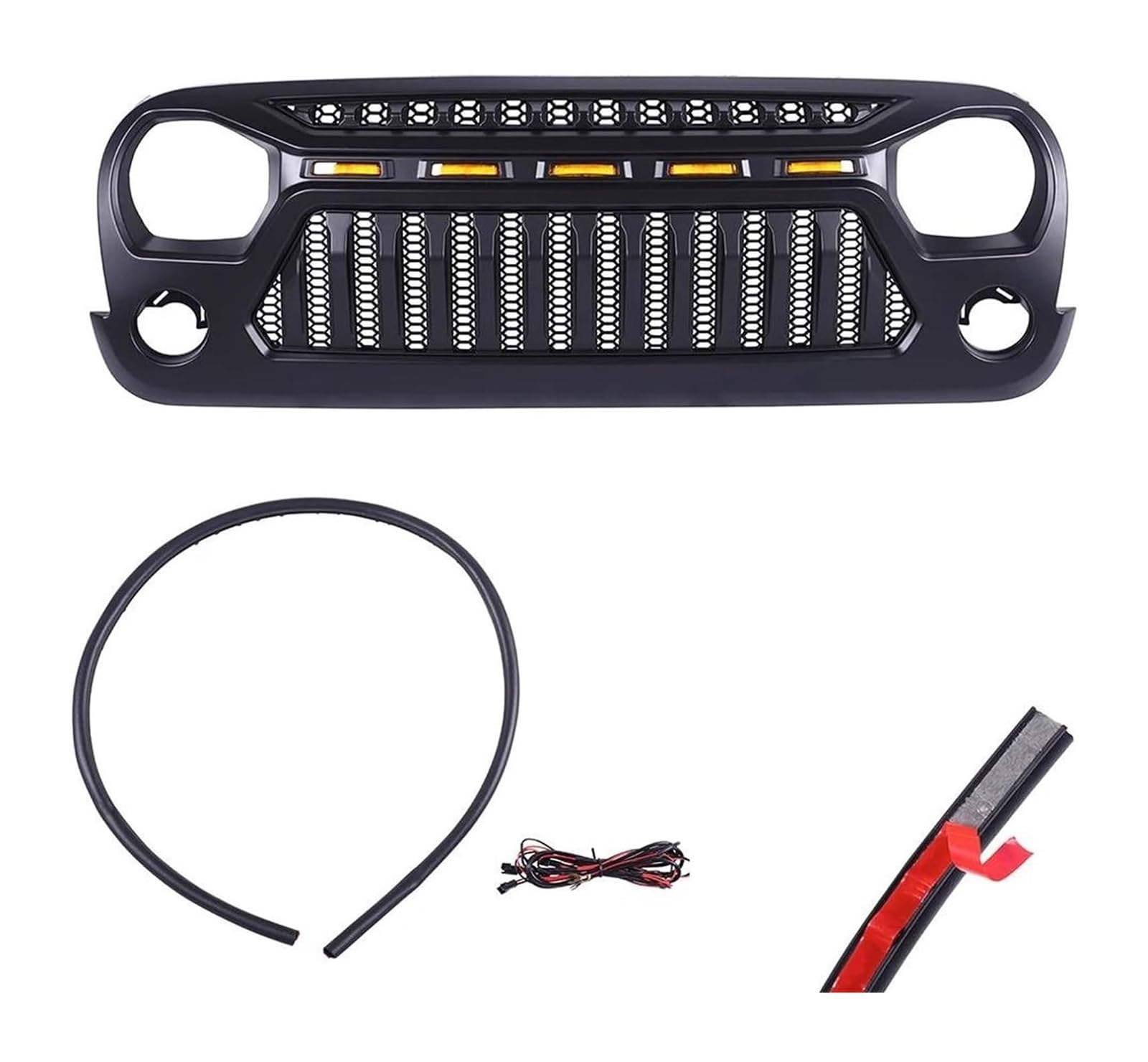 Frontkühlergrills Für Wrangler JK 2007-2017 Front Niere Grille Abdeckung Racing Grille ABS Stoßstange Mesh Grills Mit Bernsteinfarbenen LED-Leuchten Frontkühlergrills Für Wrangler JK 2007-2017 Front Niere Grille Abdeckung Racing Grille ABS Stoßstange Mesh Grills Mit Bernsteinfarbenen LED-Leuchten von APTKCMCNVG
