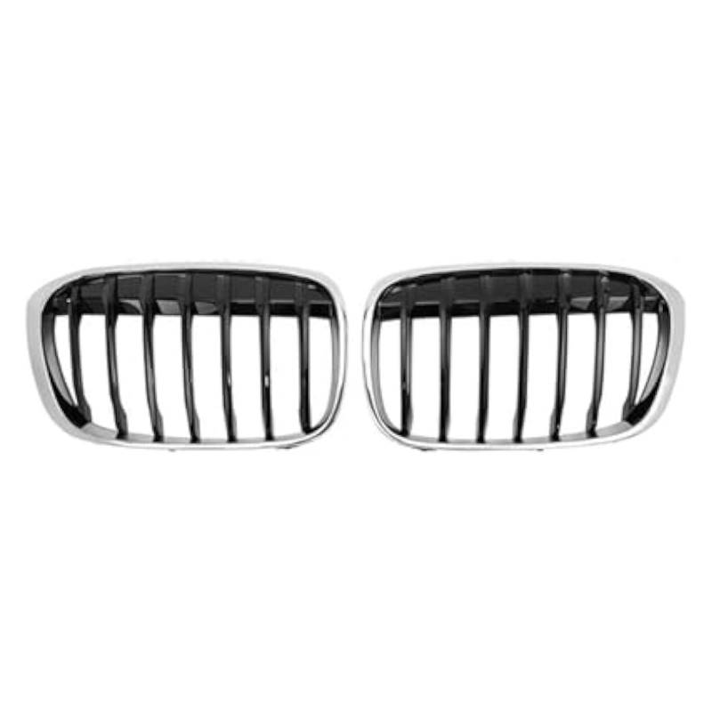 Frontkühlergrills Für X1 F48 F49 2016–2019, Chrom-Kühlergrill, Auto-Frontniere, Stoßstangengrill, Renngitter, Silberner Rahmen, Schwarzer Kern von APTKCMCNVG