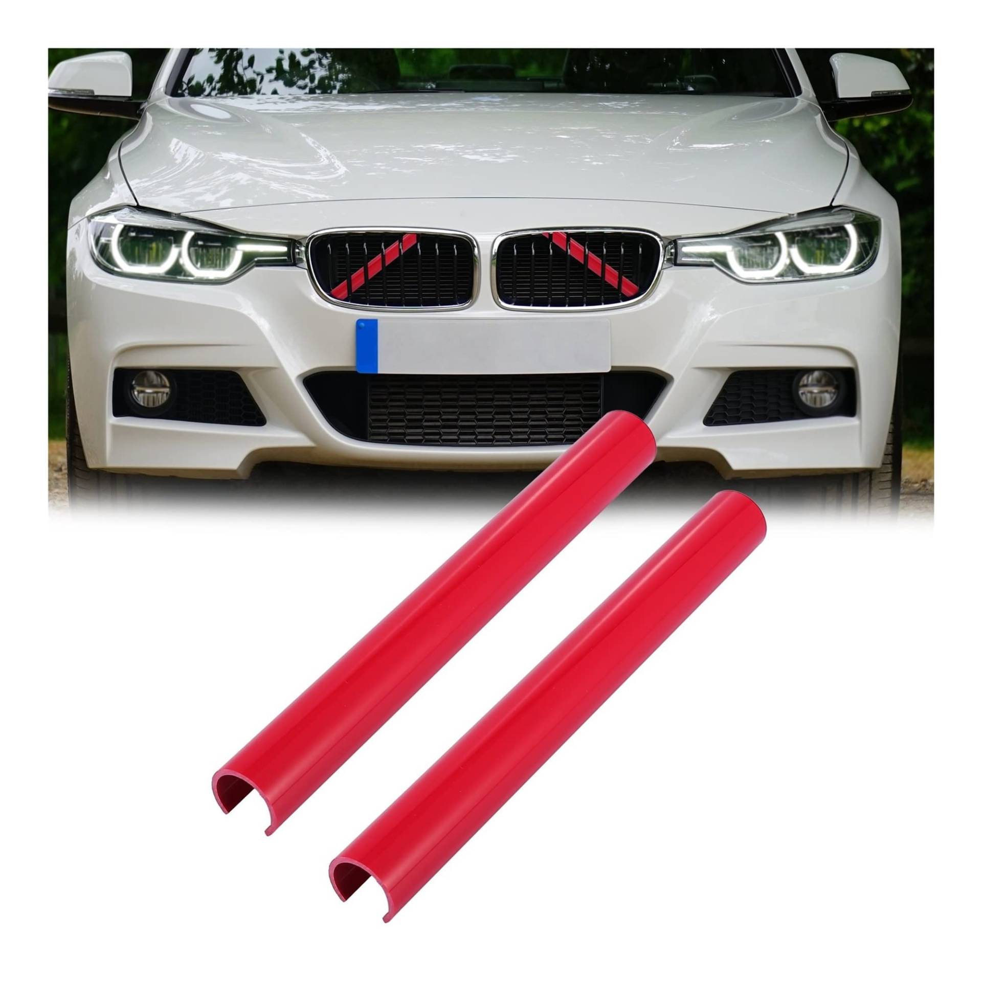 Frontkühlergrills Kühlergrill-Einsatzleisten Grillstreifen-Dekorationszubehör Paar Vordere Kühlergrill-Zierleisten-Abdeckung Für F30 F10 F20 F11 F31(Model A Red) von APTKCMCNVG