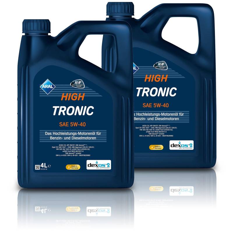 2x 4 L = 8 Liter ARAL HighTronic 5W-40 Motoröl von ARAL