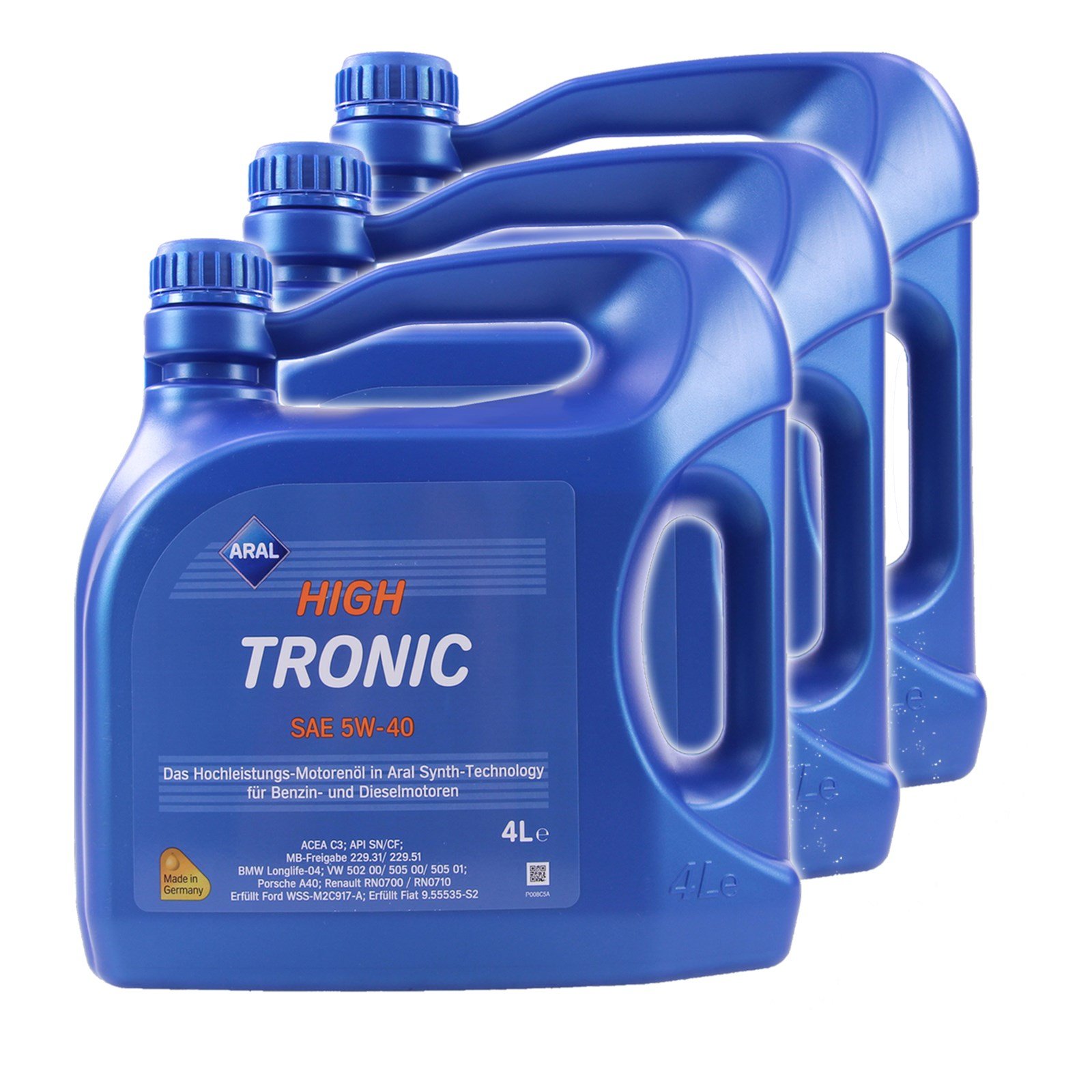 3x 4 L = 12 Liter ARAL HighTronic 5W-40 Motoröl von ARAL