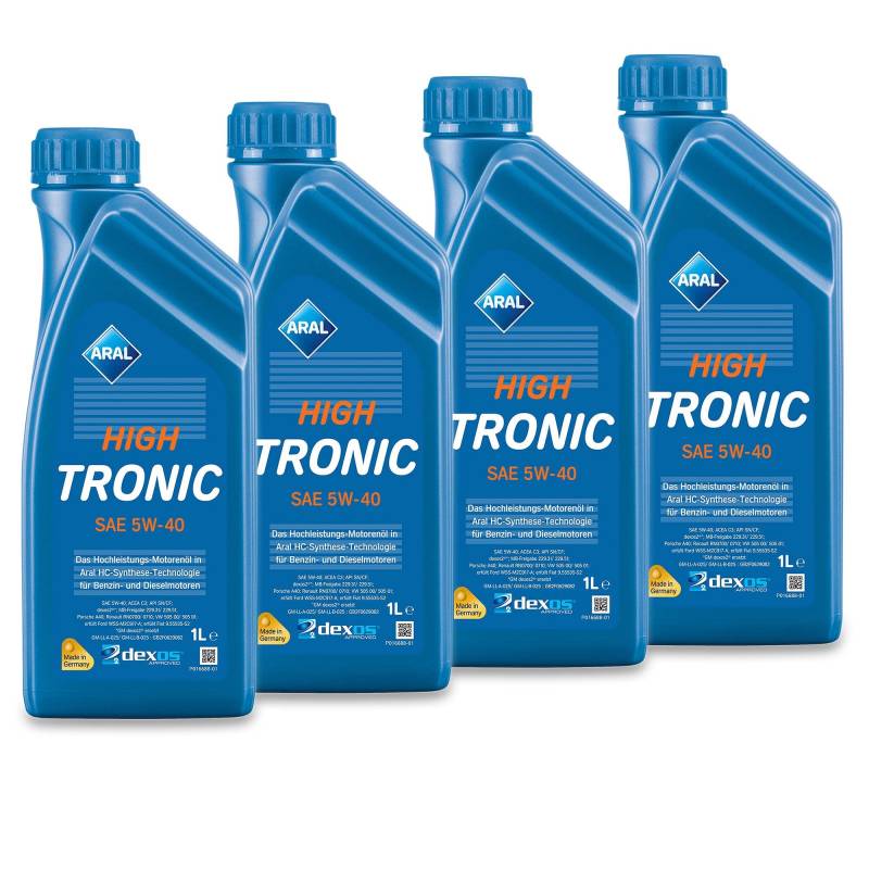 4x 1 L Liter ARAL HighTronic 5W-40 Motoröl von ARAL