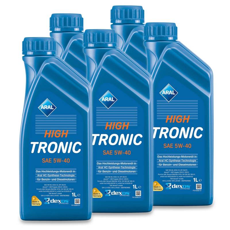 5x 1 L Liter ARAL HighTronic 5W-40 Motoröl von ARAL