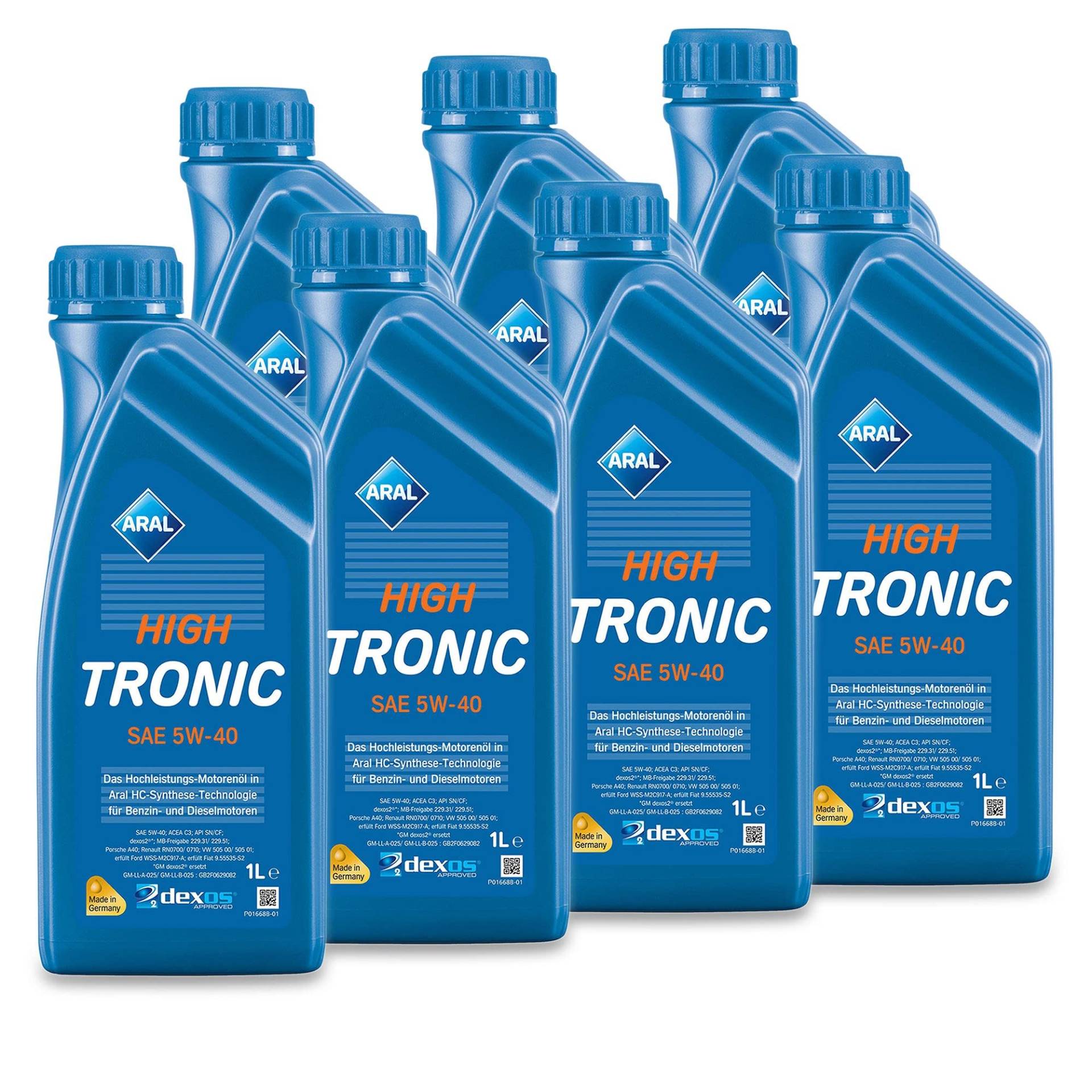 7x 1 L Liter ARAL HighTronic 5W-40 Motoröl von ARAL