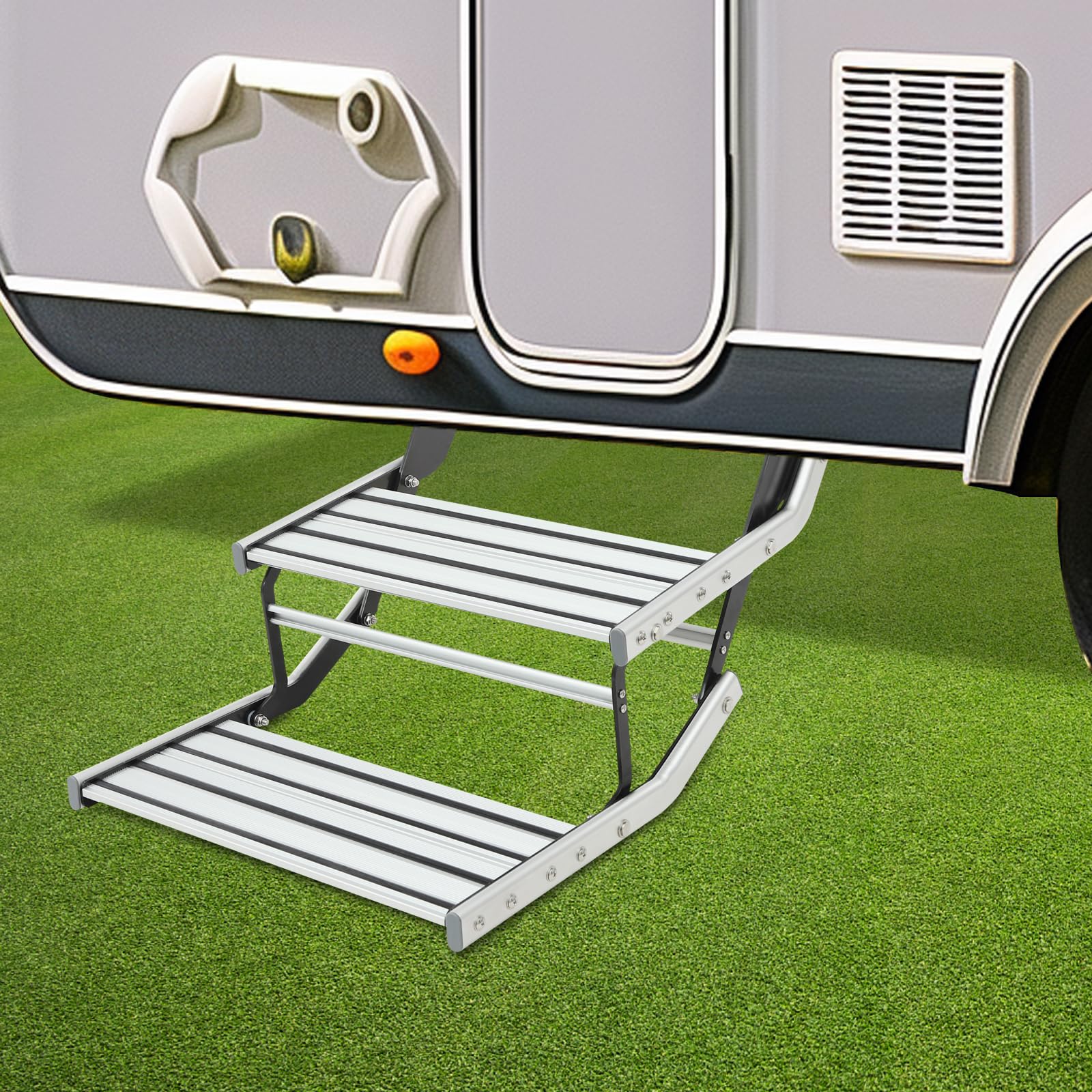 Doppelschritt für Wohnwagen, 2-stufige einziehbare Wohnmobil-Treppe, Aluminiumlegierung Wohnmobiltrittstufe, Camping Einstieg Schritt für Wohnmobile, Anti Rutsch, für Wohnmobil Reiseanhänger Caravan Doppelschritt für Wohnwagen, 2-stufige einziehbare Wohnmobil-Treppe, Aluminiumlegierung Wohnmobiltrittstufe, Camping Einstieg Schritt für Wohnmobile, Anti Rutsch, für Wohnmobil Reiseanhänger Caravan von ARBGO