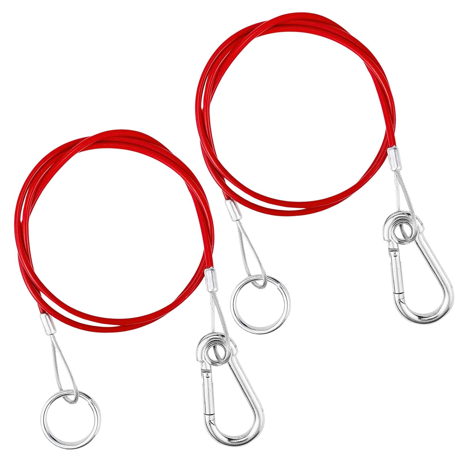 ARCPNRT Abreißseil Anhänger, 2 Stück Bremsseil Anhänger Fangseil, 1 Meter langes Kabel, Abrissseil Haken Bremsseil, Robustes Abreißkabel, Sicherheitskabel mit Haken und Öse(Rot) von ARCPNRT