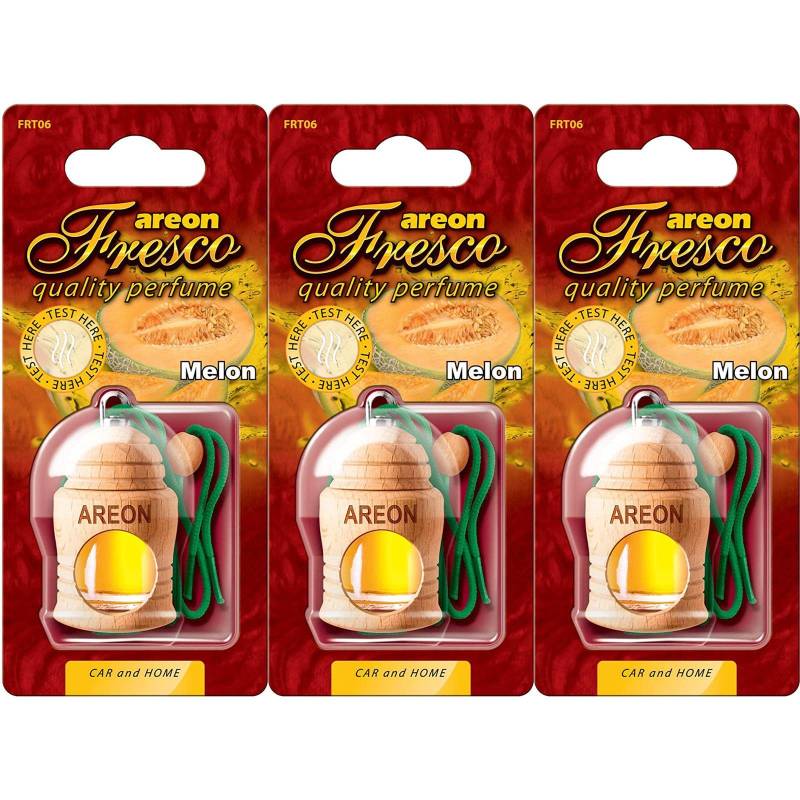 3 x Original Areon FRESCO Holz Parfüm Duftdose Duftbaum Lufterfrischer Melon von AREON