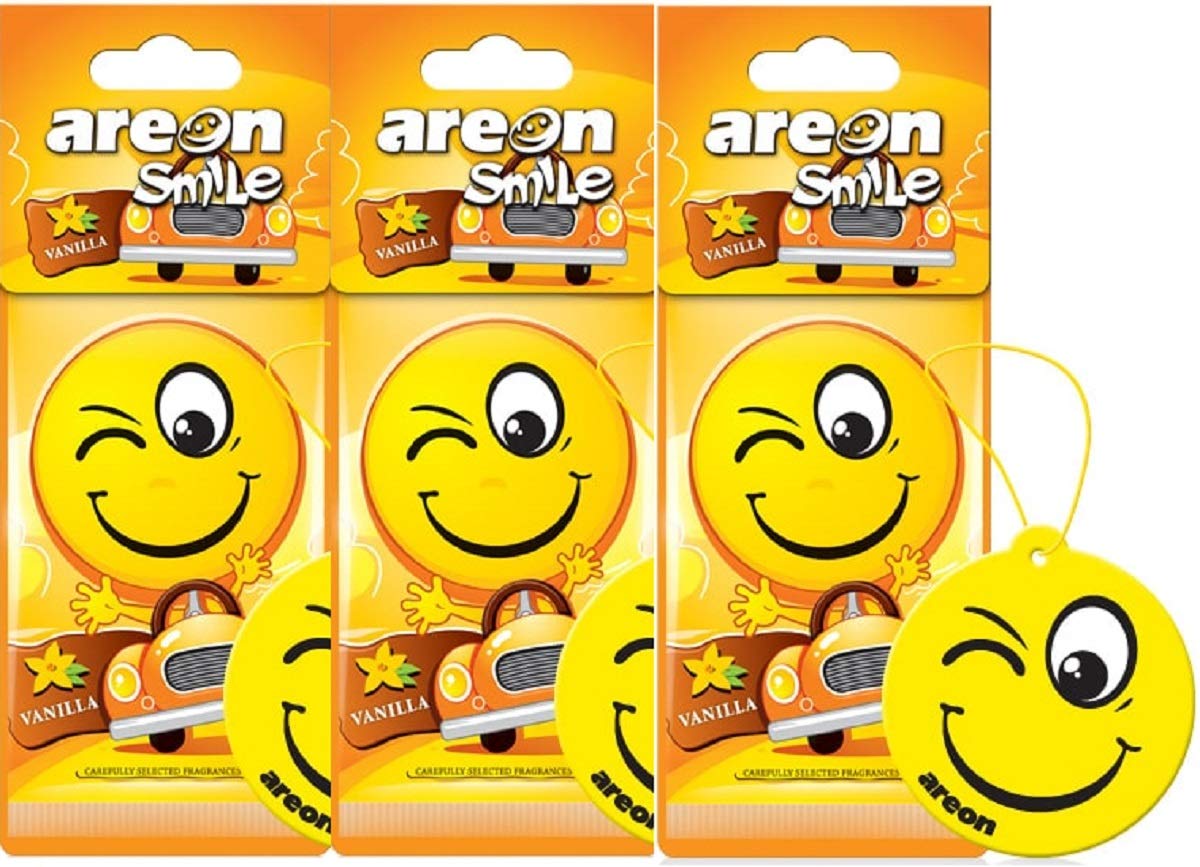 Areon Smile Dry Auto-Lufterfrischer Vanille Sweet Yellow Fun Multi 3er Pack von AREON