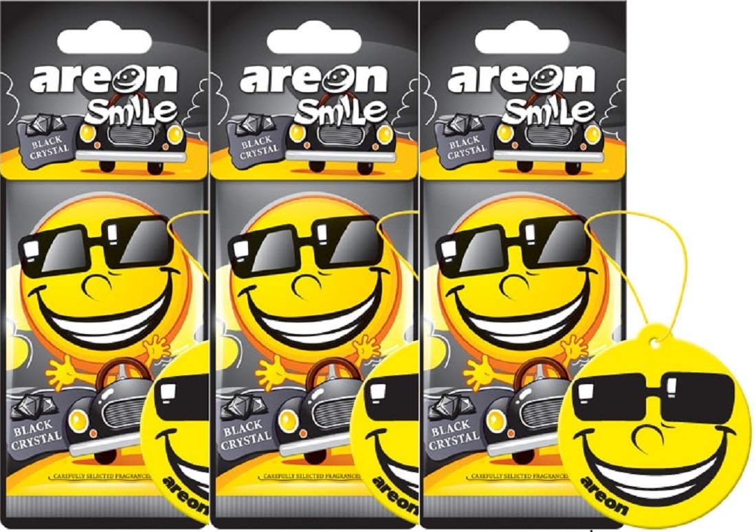 AREON Smile Dry Auto-Lufterfrischer Black Crystal Fun Yellow Multi 3 Stück von AREON