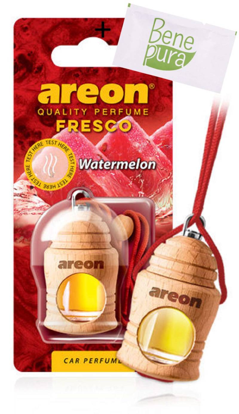 AREON Auto Lufterfrischer Parfüm Fresko 4 ml - Wassermelone-Duft - Hängende Flasche Diffusor mit Echtholzdeckel, langlebig von AREON
