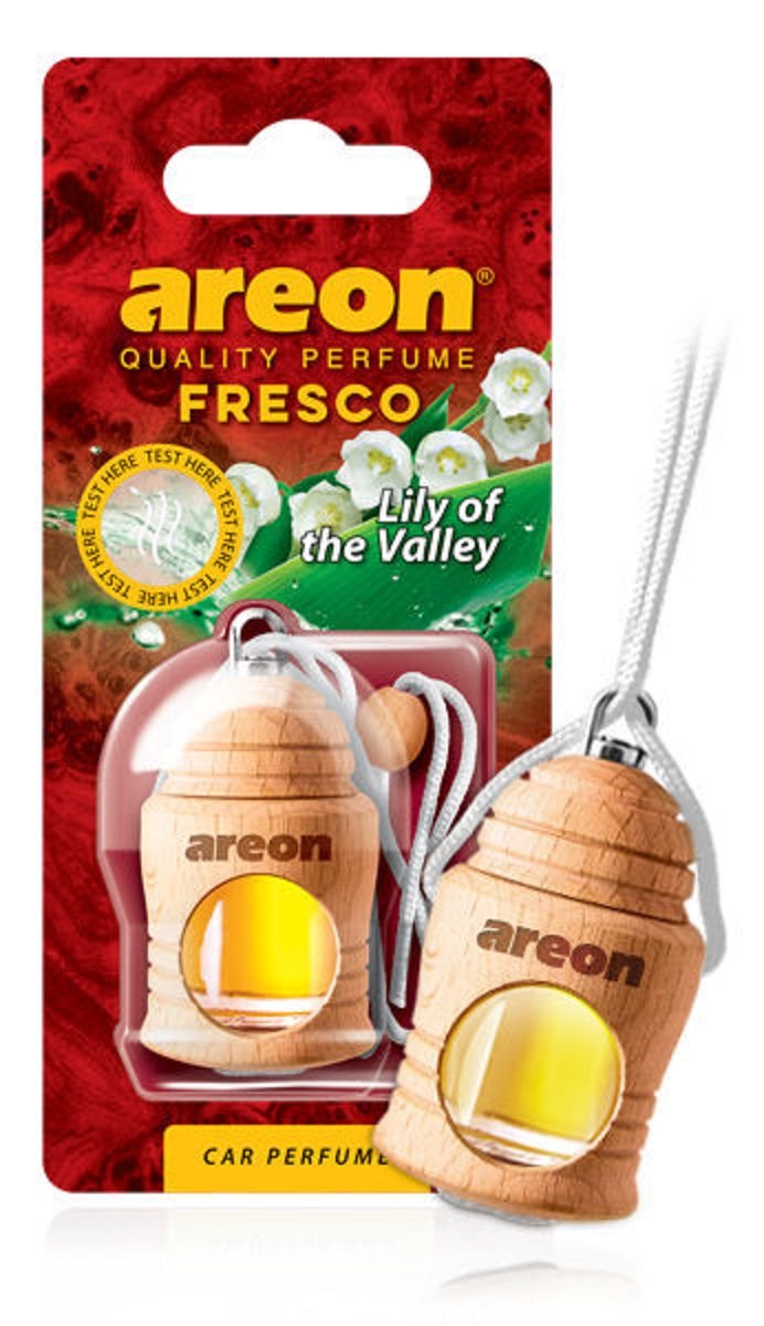 AREON Fresco Auto Duft Maiglöckchen Blume Weiß Glas Duftflakon Flakon Holz Hängend Anhänger Spiegel 4ml (Pack x 1) von AREON