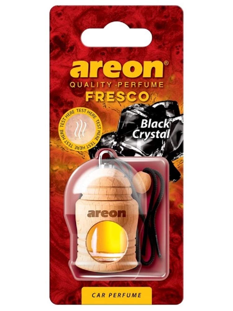 AREON Fresco Auto Duft Schwarzer Kristall Hängend Glas Duftflakon Flakon Holz Anhänger Spiegel 4ml (Pack x 1) von AREON