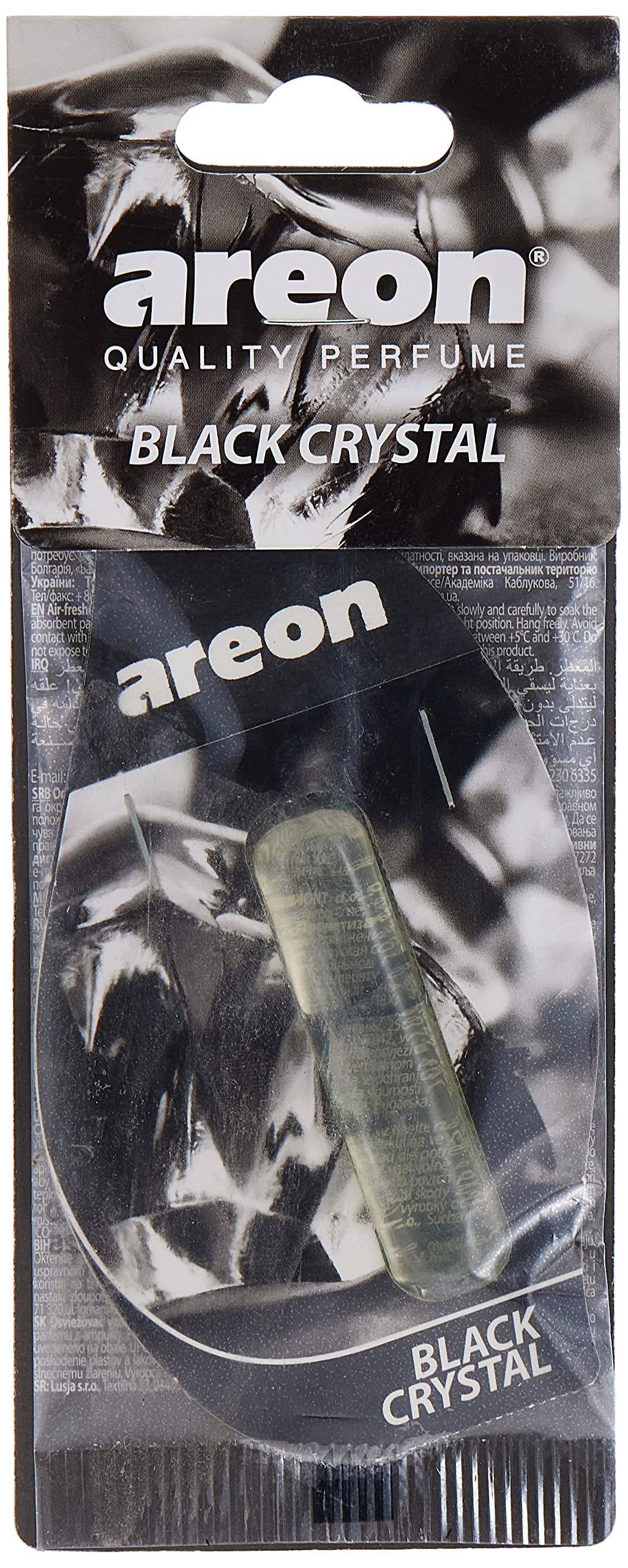AREON Liquid Auto Parfüm Schwarz Kristall Autoduft Hängend Duftflakon Parfüm Flakon Lufterfrischer Aufhängen Anhänger Spiegel 5ml 3D (Black Crystal Pack x 1) von AREON