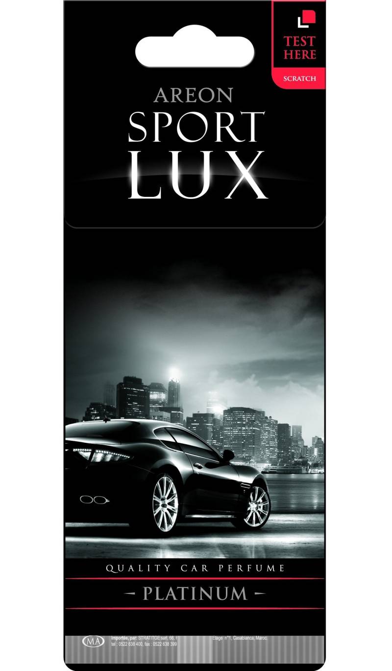 AREON Lufterfrischer Auto Sport Lux Platin Duft Anhänger Hängend Aufhängen Spiegel Schwarz Pappe 2D (Platinum Pack x 1) von AREON