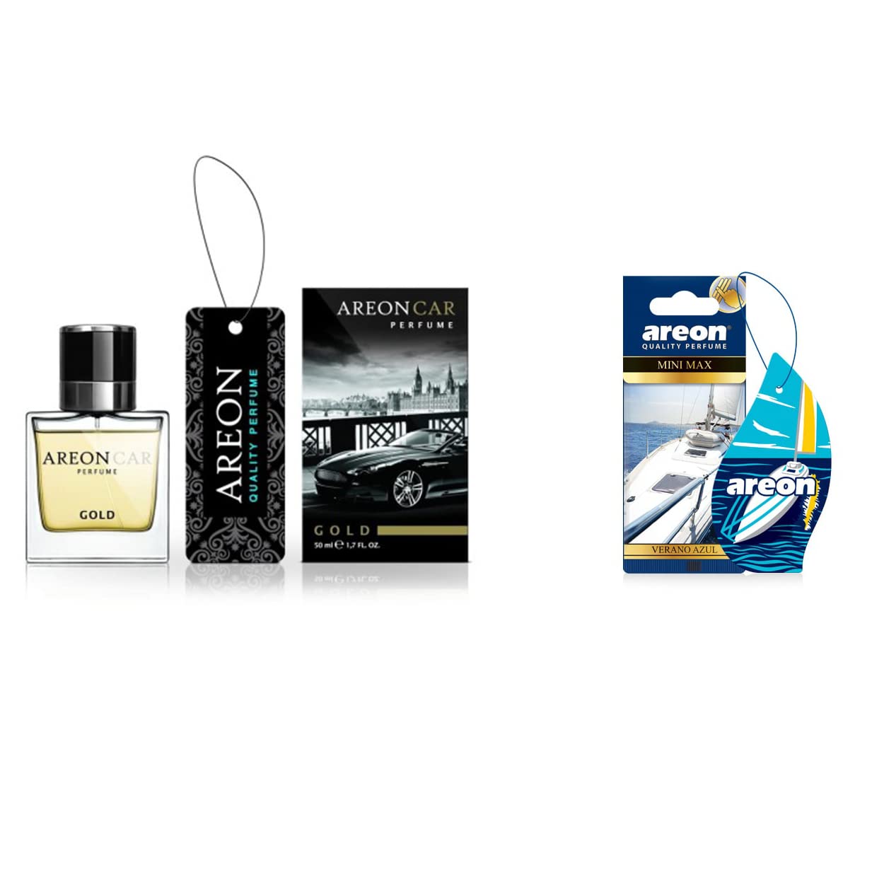 AREON Premium CAR Perfume - Gold 50ml + Verano Azul von AREON