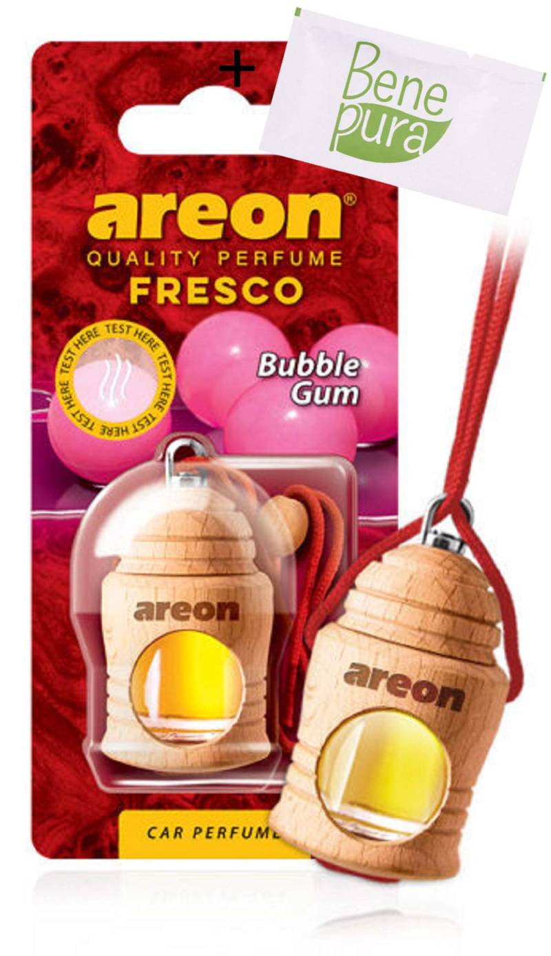 Areon Auto-Lufterfrischer Parfüm Fresco 4 ml - Kaugummi Duft - Flasche hängend Diffusor mit natürliche Holz Cover, Langlebig von AREON