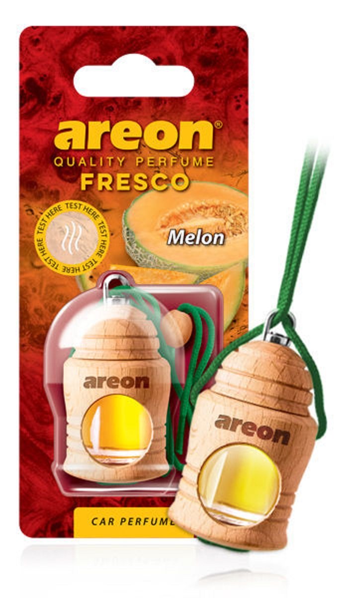 Areon Fresco Auto Duft Melone Glas Duftflakon Flakon Holz Hängend Anhänger Spiegel Grün 4ml (Pack x 1) von AREON