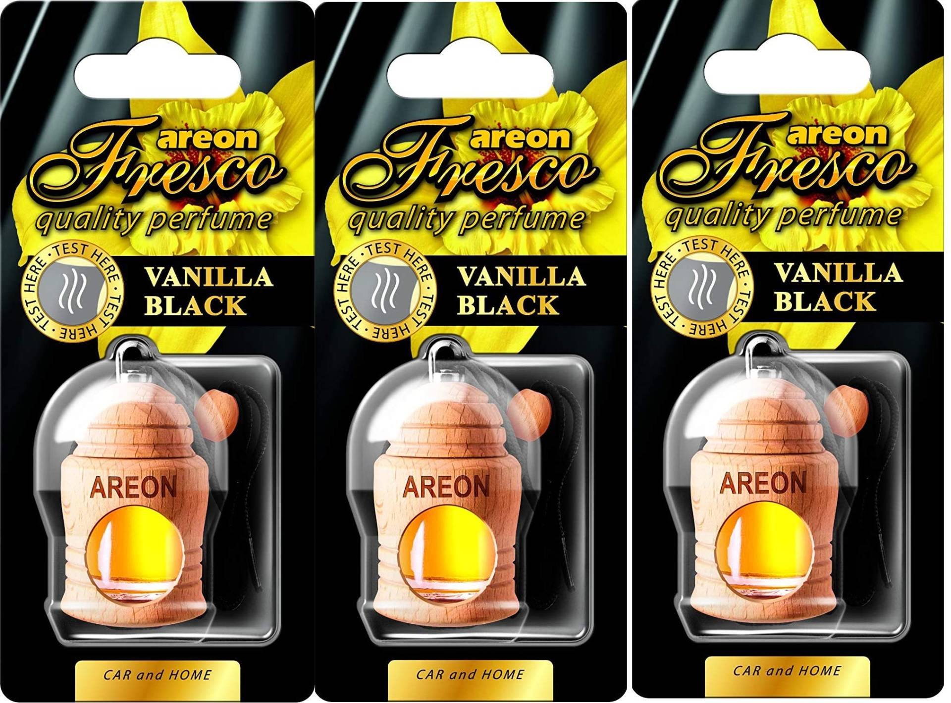 Areon Fresco Auto Vanille Schwarz Duft Glas Duftflakon Set Flakon Holz Set Hängend Anhänger Spiegel 4ml (Pack x 3) Areon Fresco Auto Vanille Schwarz Duft Glas Duftflakon Set Flakon Holz Set Hängend Anhänger Spiegel 4ml (Pack x 3) von AREON