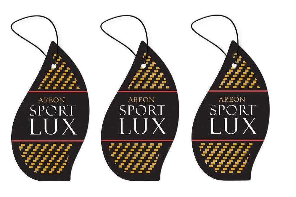 AREON Lufterfrischer Auto Sport Lux Gold Duft Anhänger Hängend Aufhängen Spiegel Schwarz Pappe 2D Set (Pack x 3) von AREON