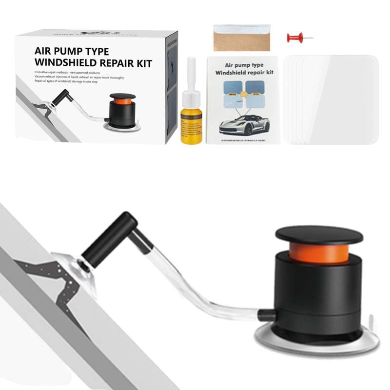 Windschutzscheiben-Reparatur-Set – Fix Chips Glas Reparaturwerkzeug | Fast Fix Glas Reparatur Werkzeug | Luftpumpe Typ Windschutzscheibe Reparaturset für Fix Chips, Bulls-Eye, Windschutzscheibe von ARIOU