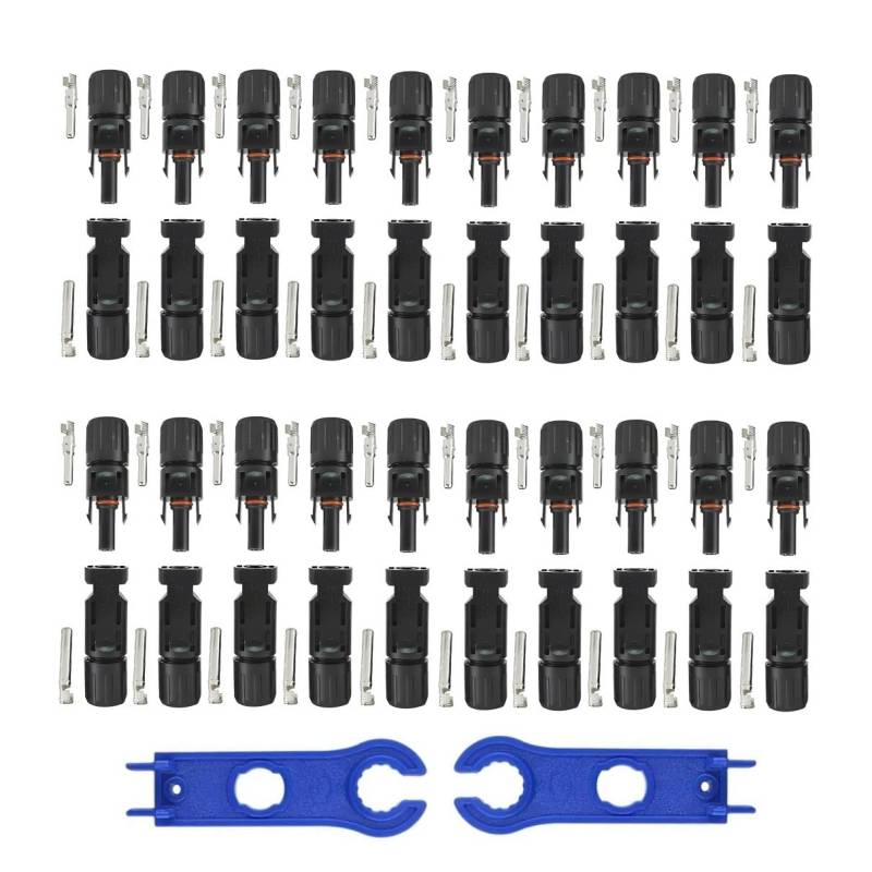 ARLI 20 Paar Solarstecker Stecker + Buchse 1500V für 2,5/4 / 6 mm² + Schraubenschlüssel Werkzeug Set Solarkabel Solarpanel Kabelstecker Solar Panel Kabel Anschlüsse Photovoltaik Steckverbinder von ARLI