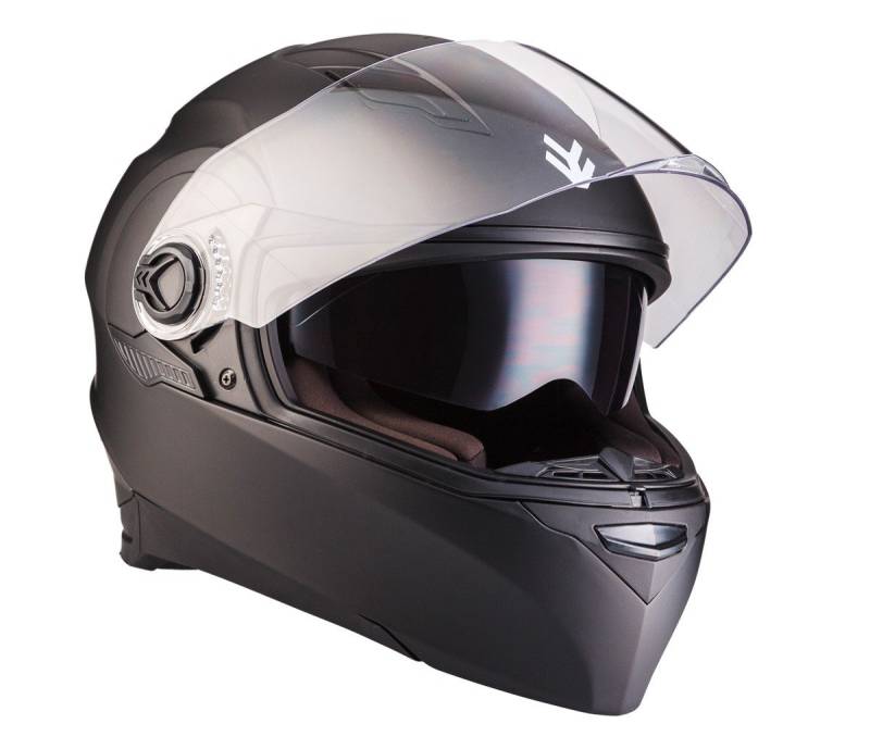 ARMOR HELMETS® AF-77 „Matt Black“ · Integral-Helm · Full-Face Motorrad-Helm Roller-Helm Scooter-Helm Cruiser Sturz-Helm Sport · ECE 22.05 Sonnenvisier Schnellverschluss Tasche L (59-60cm) von ARMOR HELMETS