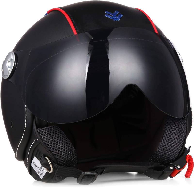 ARMOR Helmets AV-84 Motorrad-Helm, ECE Visier Leather-Design Schnellverschluss Tasche, XS (53-54cm), Mehrfarbig/Booster von ARMOR HELMETS