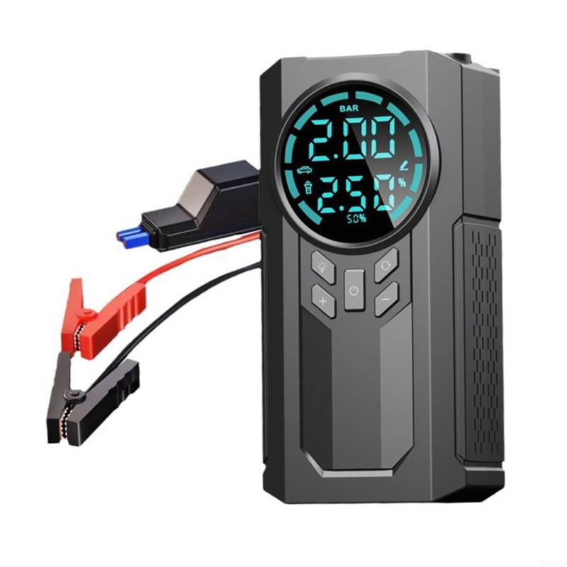 2-in-1 Auto Starthilfe, Auto Luftpumpe mit Luftkompressor LED-Licht Powerbank 600A Spitzenstrom Digitalanzeige für Autos Motorräder SUV(6000 Normal) von ARMYJY