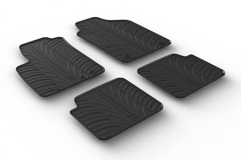AROBA GL0148 Design Gummi Fußmatten kompatibel mit FIAT 500, Abarth 500, 500 C ab BJ. 07.2015> erhöhter Rand 4 TLG Farbe Schwarz Gummimatten Automatten passgenau von AROBA