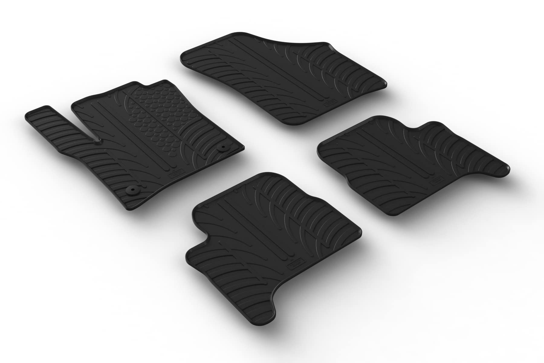 AROBA GL0655 Design Gummi Fußmatten kompatibel mit VW e-Up ab BJ. 04.2013> erhöhter Rand 4 TLG Farbe Schwarz Gummimatten Automatten passgenau von AROBA
