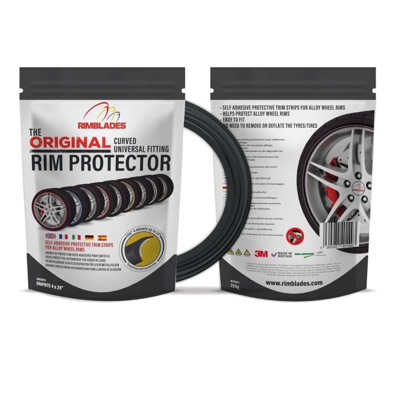 Aroba Rimblades Original GRAPHITE NEU 2024 universal FELGENSCHUTZ & STYLING Felgenschutzring Alu Felgen Ringe Felgenrandaufkleber Felgenstyling Felgenhornschutz Rim Protector Ringz von AROBA