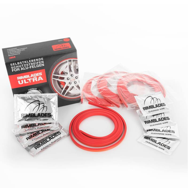 Rimblades Ultra NEU 2022 universal FELGENSCHUTZ & STYLING Felgenschutzring Alu Felgen Ringe Felgenrandaufkleber Felgenstyling Felgenhornschutz Rim Protector Guard Ringz (Rot) von AROBA
