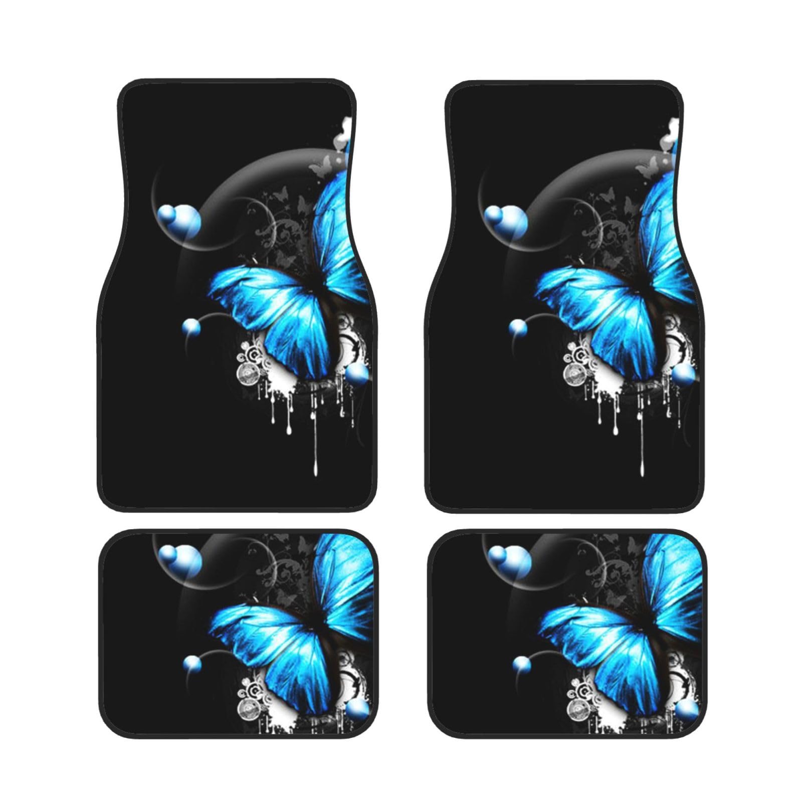 Blue Butterfly Auto-Fußmatten, komplettes Set, 4-teilig, wasserdichte Gummi-Bodenmatten für ultimativen Schutz und Stil Blue Butterfly Auto-Fußmatten, komplettes Set, 4-teilig, wasserdichte Gummi-Bodenmatten für ultimativen Schutz und Stil von AROONS