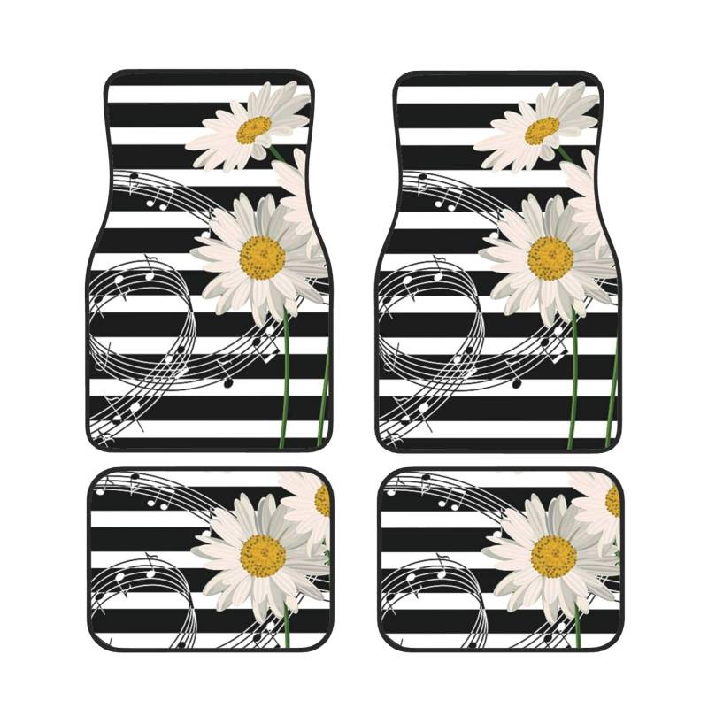 Daisy Flower Auto-Fußmatten, komplettes Set, 4-teilig, wasserdichte Gummi-Bodenmatten für ultimativen Schutz und Stil von AROONS