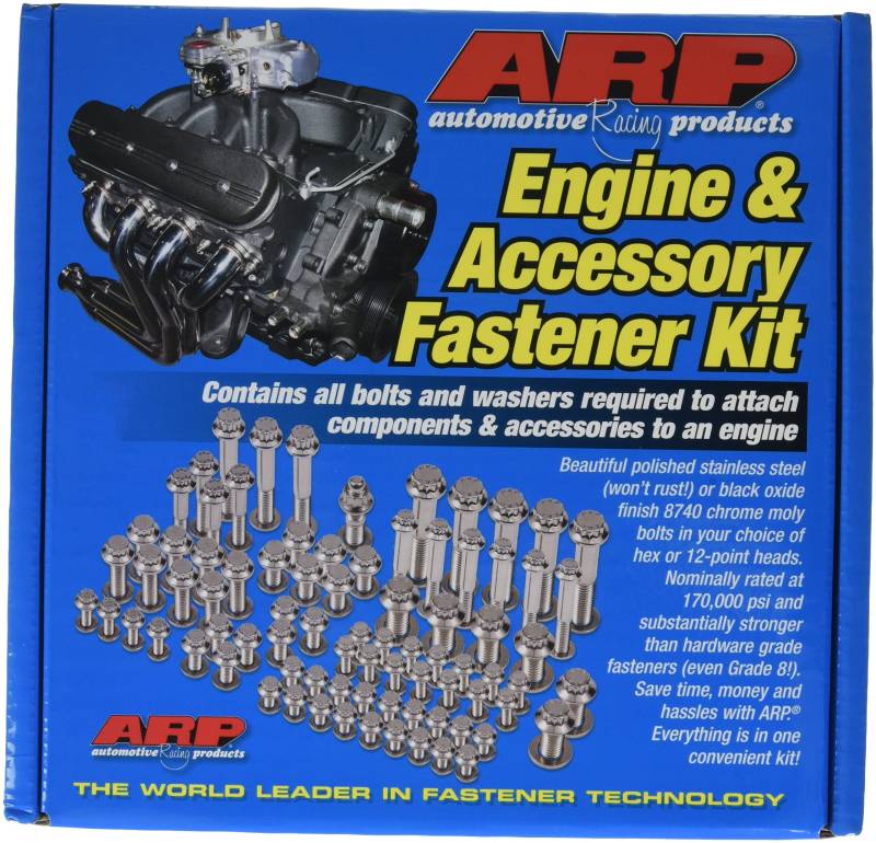 ARP 5949501 Motor und Zubehör 12 Punkt Befestigungssatz Edelstahl poliert für ausgewählte Pontiac 350-400-450 CID Anwendungen von ARP