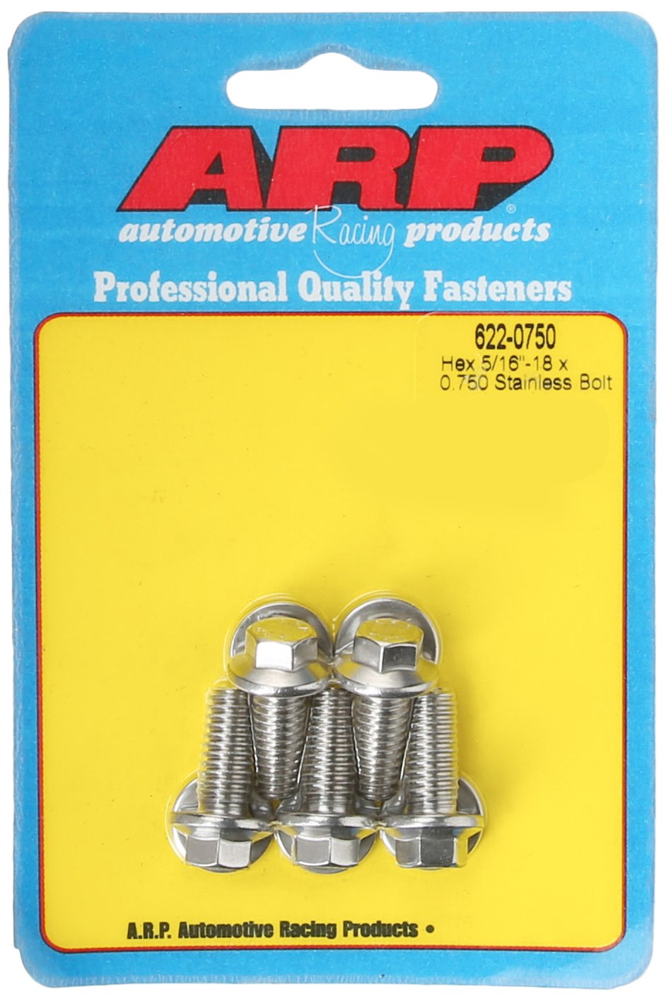 ARP 6220750 Sechskantschrauben, Edelstahl, Größe 5/16-18, 0,750 Unterkopflänge, 5 Stück von ARP