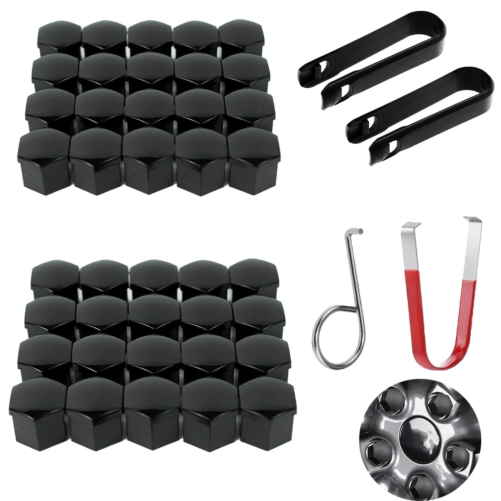 ARROMI 40 Stück Radschraubenkappen, Diebstahlschutz schraubenkappen, Radschrauben Radmutter, 17mm Radschraubenkappen, Universal Demontagezange Abzieher Abziehaken, mit Entfernungswerkzeugsatz ARROMI 40 Stück Radschraubenkappen, Diebstahlschutz schraubenkappen, Radschrauben Radmutter, 17mm Radschraubenkappen, Universal Demontagezange Abzieher Abziehaken, mit Entfernungswerkzeugsatz von ARROMI