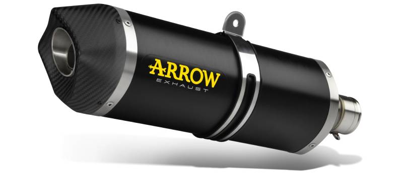 ARROW RACE-TECH ALUMINIUM DARK" SILENCER WITH CARBY END CAP" CF MOTO 800MT '22 HOMOLOGATED ALUMINUM DARK RACE TECH SILENCER WITH WELDED LINK PIPE, Metall von Arrow