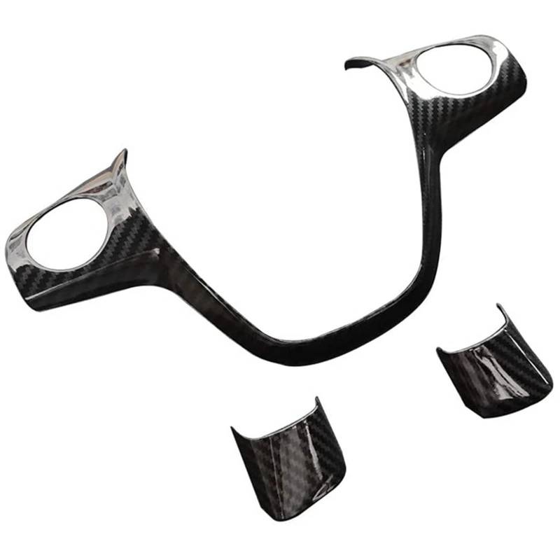 ARRPO 3PCS Kohlefaserfarbe Lenkradabdeckung Zierrahmen, for Ford, for Focus Escape Mk3 Kuga 2012-2015 Zubehör Lenkradbezüge für Autos von ARRPO