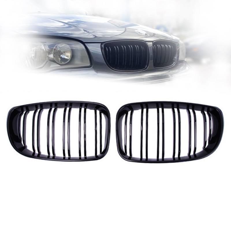 ARRPO Frontgrills 2 STÜCKE Auto-Frontgrill, for BMW, for E81 E87 E82 E88 120I 128I 130I 135I Ausgewählte 2007-2011 Doppellamellen-Liniengrill-Ersatz von ARRPO