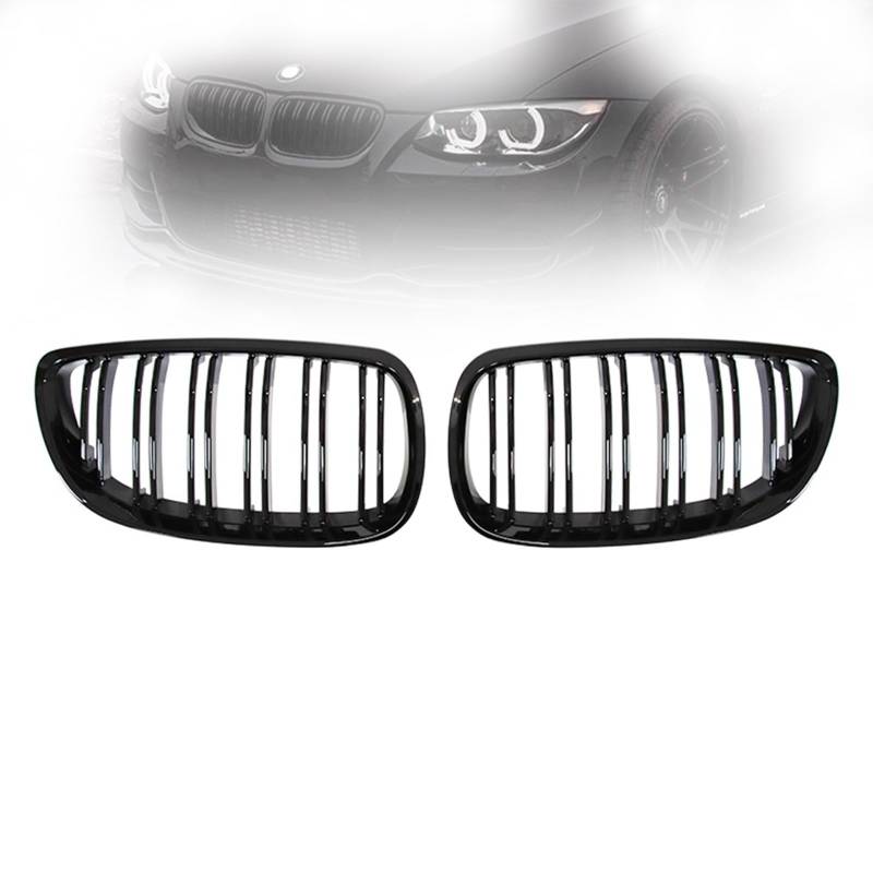 ARRPO Frontgrills 2 STÜCKE Auto-Frontstoßstangengrill ， for BMW ， for E92 E93 M3 2006-2013 Doppellamellenlinie ABS-Kunststoff-Renngitter Ersatzteil von ARRPO