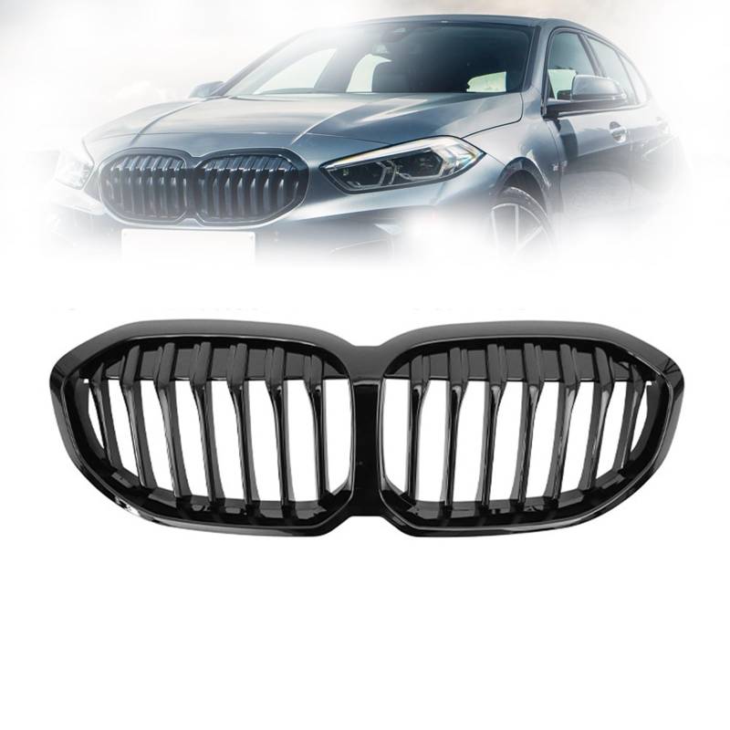 ARRPO Frontgrills 2 STÜCKE Auto Frontstoßstangengrill Renngrills Gitter ， for BMW ， for 1er F40 2020 2021 2022 Einzellamellenlinie Schwarz glänzend Auto-Styling von ARRPO