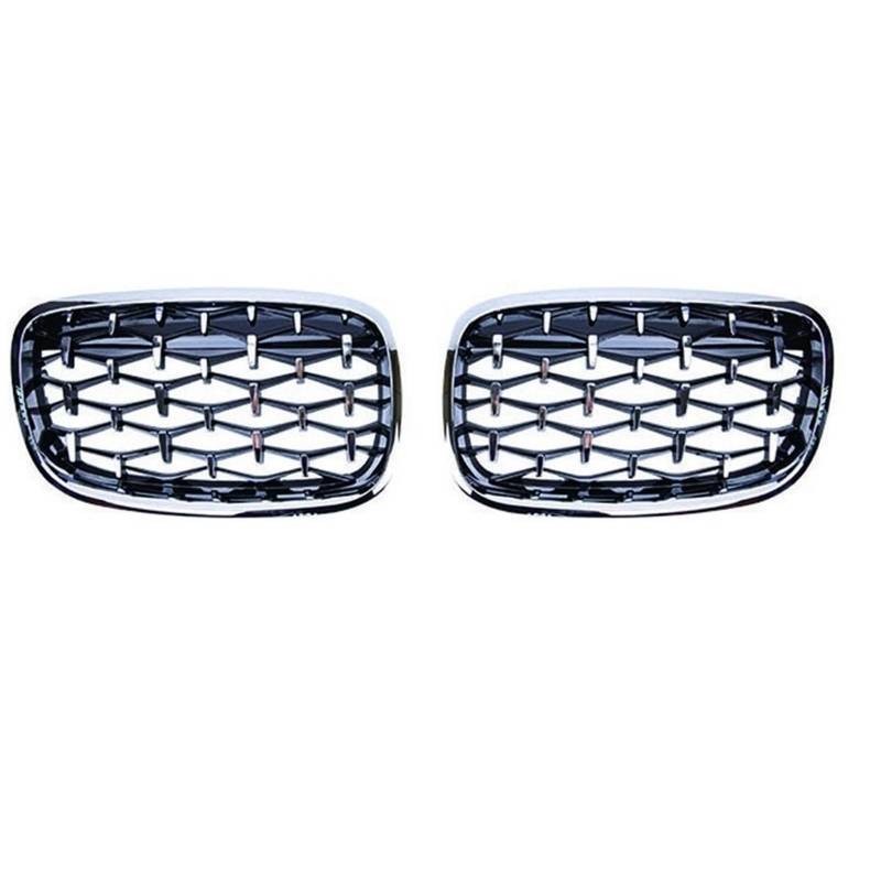 ARRPO Frontgrills 2 STÜCKE Racing Grills Diamond Grille, for BMW, for X5 X6 E70 E71 06-13 Chrom Meteor Style Frontstoßstangengrill Autozubehör(Full Silver) von ARRPO