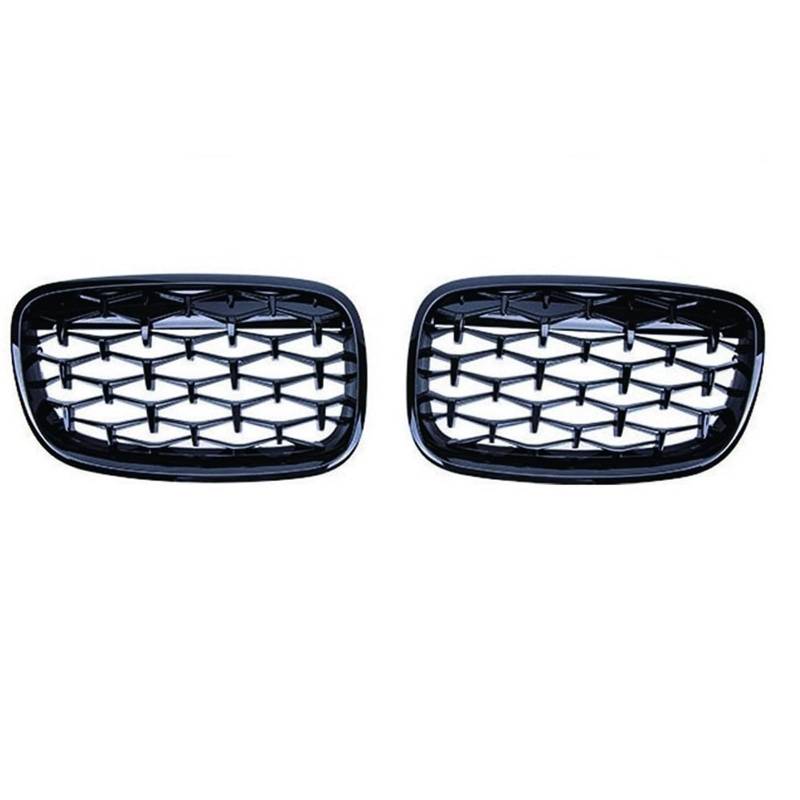 ARRPO Frontgrills 2 STÜCKE Racing Grills Diamond Grille, for BMW, for X5 X6 E70 E71 06-13 Chrom Meteor Style Frontstoßstangengrill Autozubehör(Gloss Black) von ARRPO