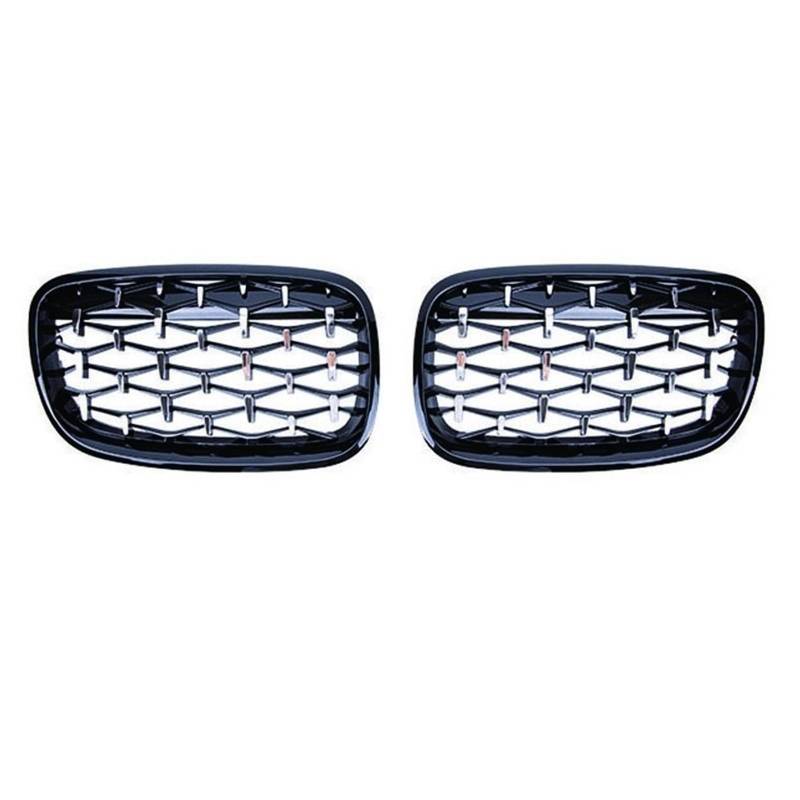 ARRPO Frontgrills 2 STÜCKE Racing Grills Diamond Grille, for BMW, for X5 X6 E70 E71 06-13 Chrom Meteor Style Frontstoßstangengrill Autozubehör(Silver and Black) von ARRPO